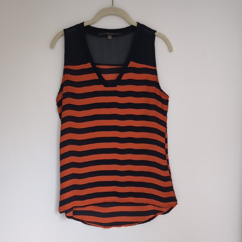 Fun 2 Fun Striped Sleeveless Top in Orange and Black